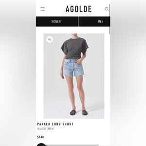Agolde Parker Long Short. Light wash denim. Size 27